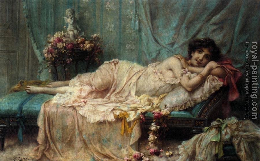 Hans Zatzka : Reclining Beauty Hans Zatzka : Reclining Beauty